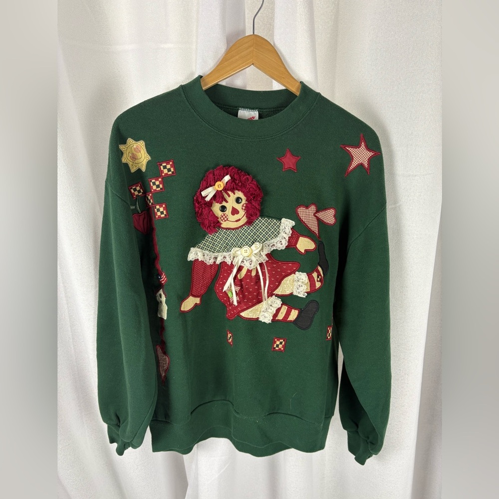 Vintage Sweatshirt Large Women’s Raggedy Ann & Andy Crewneck EVC! 653